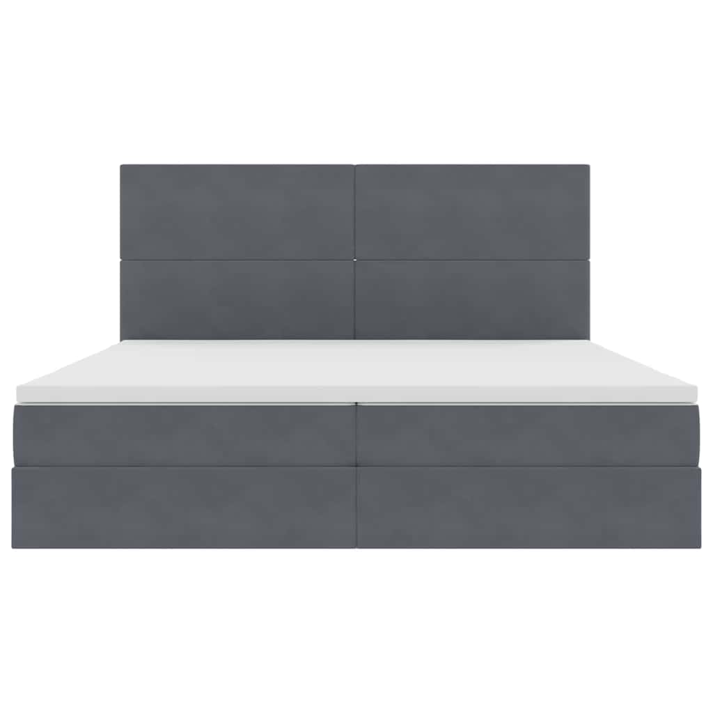 Letto con contenitore e LED Grigio scuro 200 x 200 cm Velluto