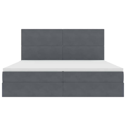 Letto con contenitore e LED Grigio scuro 200 x 200 cm Velluto