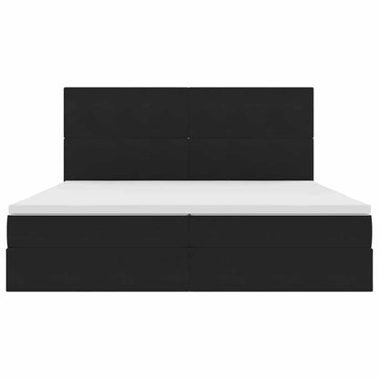 Letto con contenitore LED e materasso Nero 200 x 200 cm Velluto | homemem39