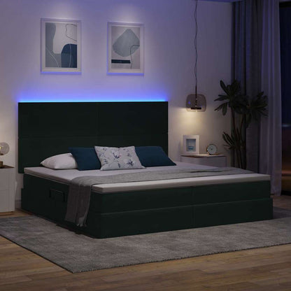 Letto con contenitore LED e materasso Verde Scuro 200 x 200 cm | homemem39