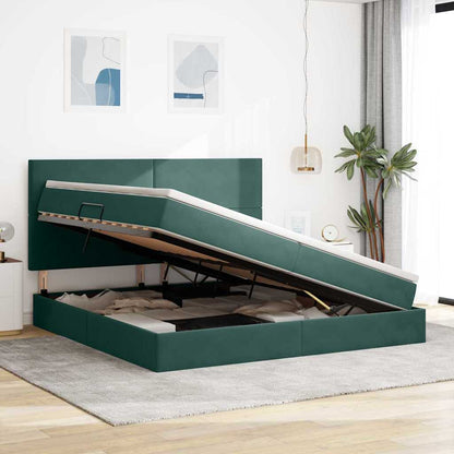 Letto con contenitore LED e materasso Verde Scuro 200 x 200 cm | homemem39