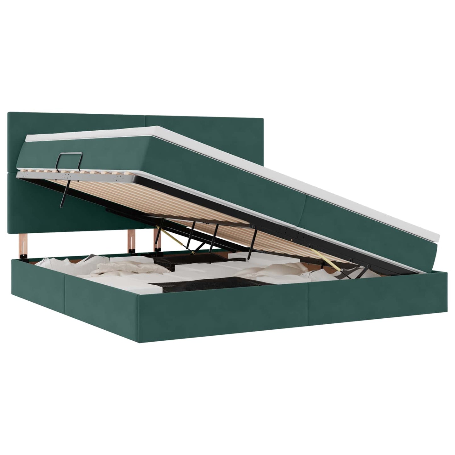 Letto con contenitore LED e materasso Verde Scuro 200 x 200 cm | homemem39