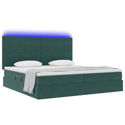 Letto con contenitore LED e materasso Verde Scuro 200 x 200 cm | homemem39