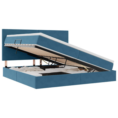 Letto con contenitore LED e materasso Blu Scuro 200 x 200 cm | homemem39