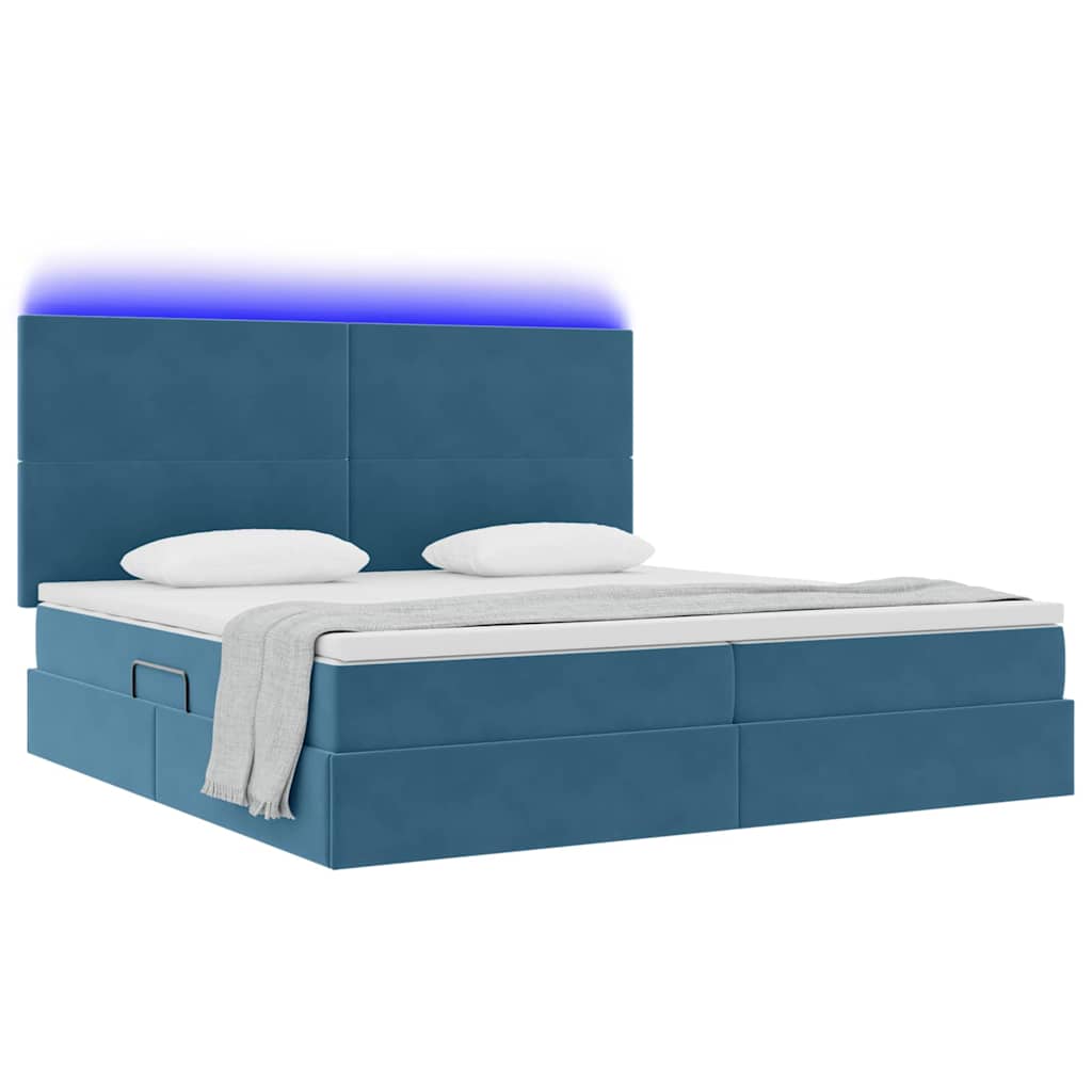 Letto con contenitore LED e materasso Blu Scuro 200 x 200 cm | homemem39
