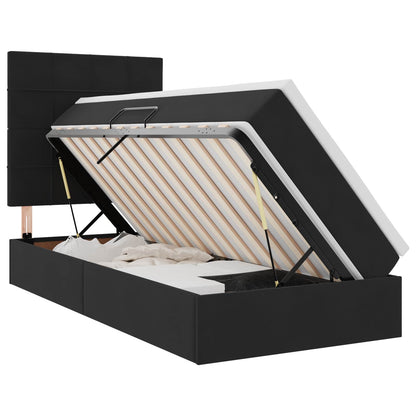 Letto con contenitore LED e materasso Nero 90 x 190 cm Velluto | homemem39