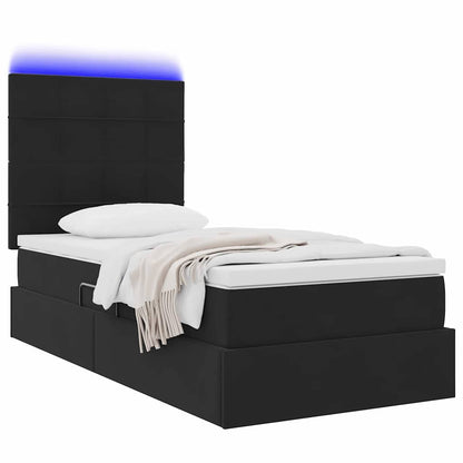 Letto con contenitore LED e materasso Nero 90 x 190 cm Velluto | homemem39