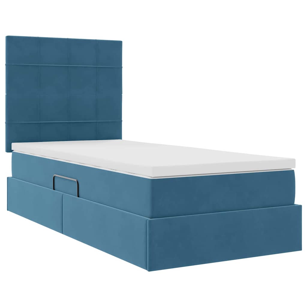 Letto con contenitore LED e materasso Blu Scuro 90 x 190 cm | homemem39