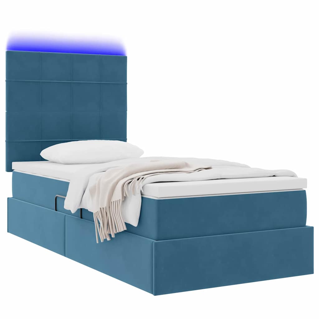 Letto con contenitore LED e materasso Blu Scuro 90 x 190 cm | homemem39
