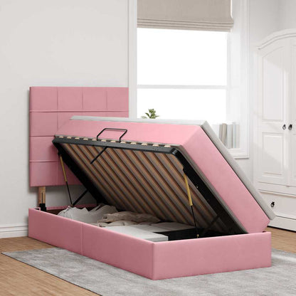 Letto con contenitore LED e materasso Rosa 90 x 190 cm Velluto | homemem39