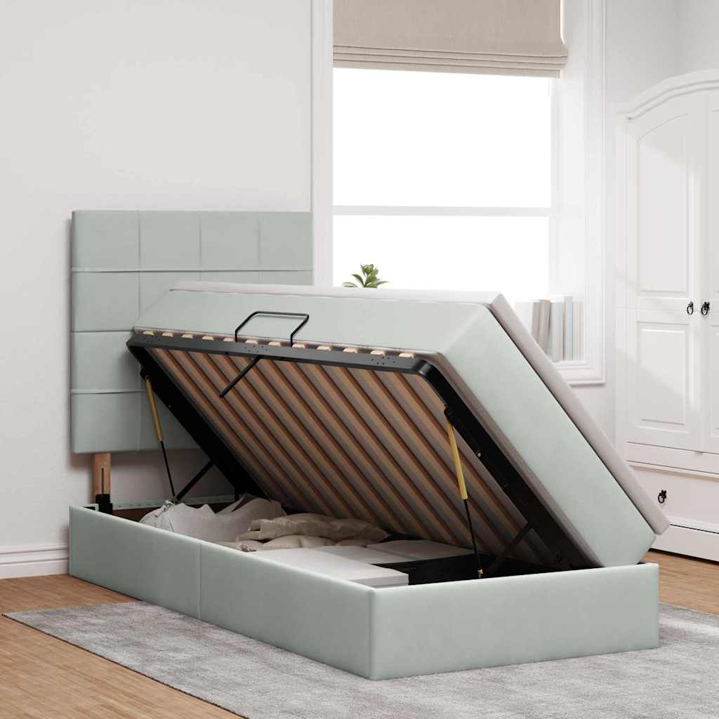 Letto con contenitore LED e materasso Grigio Chiaro 90 x 200 cm | homemem39