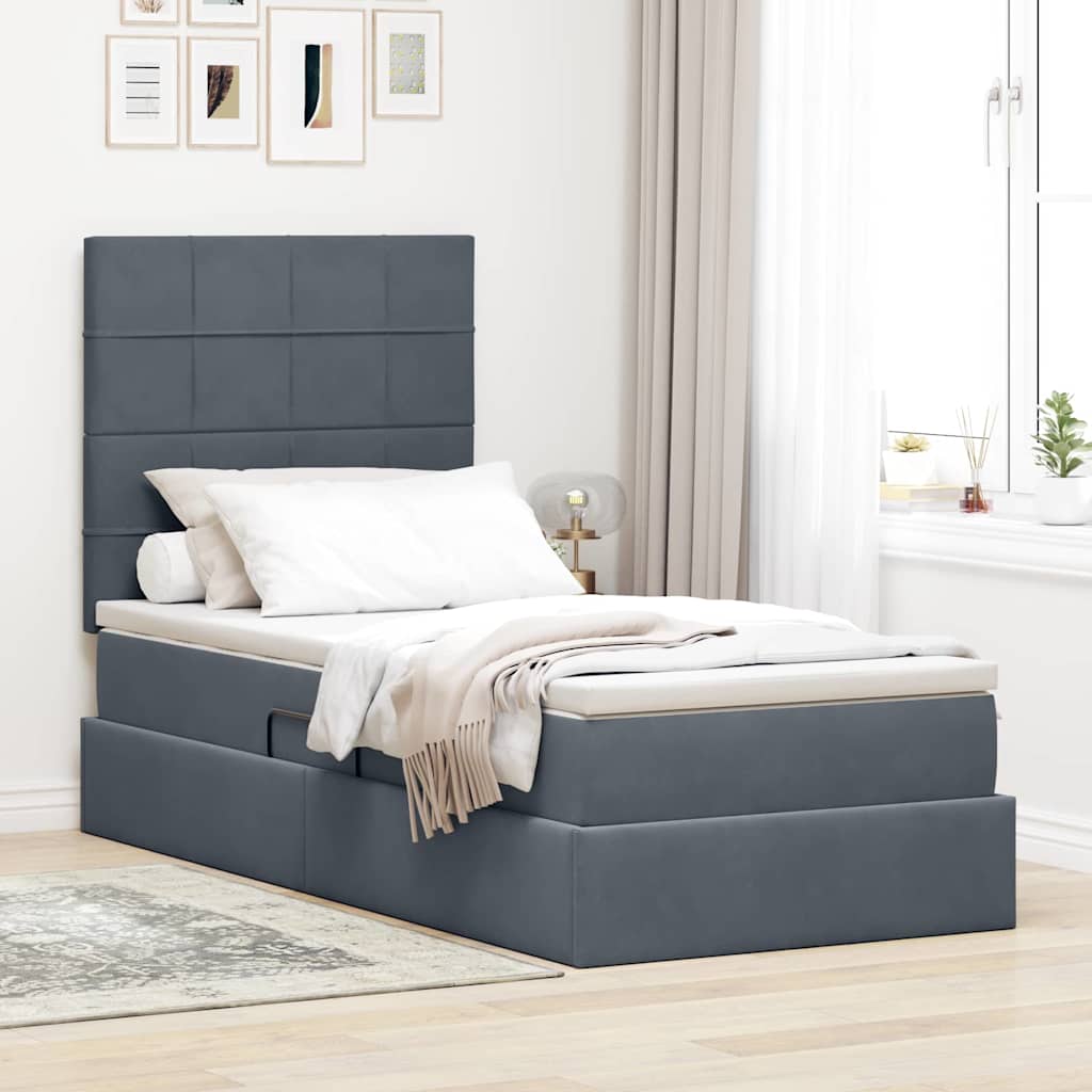Letto con contenitore LED e materasso Grigio Scuro 90 x 200 cm | homemem39