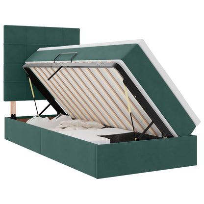 Letto con contenitore LED e materasso Verde Scuro 90 x 200 cm | homemem39