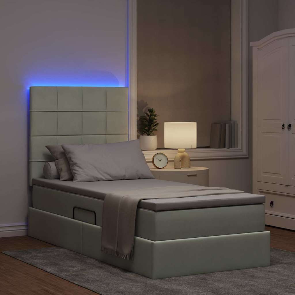 Letto con contenitore LED e materasso Grigio Chiaro | homemem39