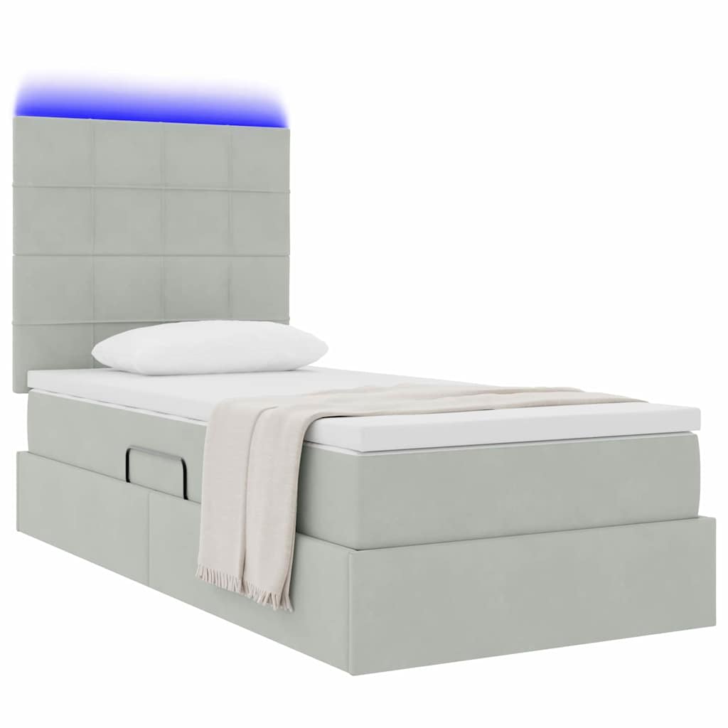 Letto con contenitore LED e materasso Grigio Chiaro | homemem39