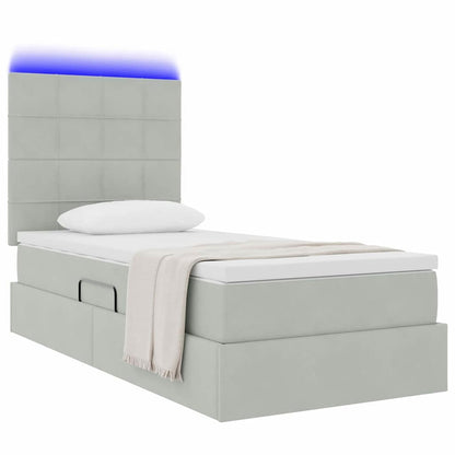 Letto con contenitore LED e materasso Grigio Chiaro | homemem39