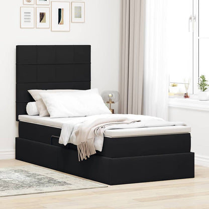 Letto con contenitore LED e materasso Nero 100 x 200 cm Velluto | homemem39