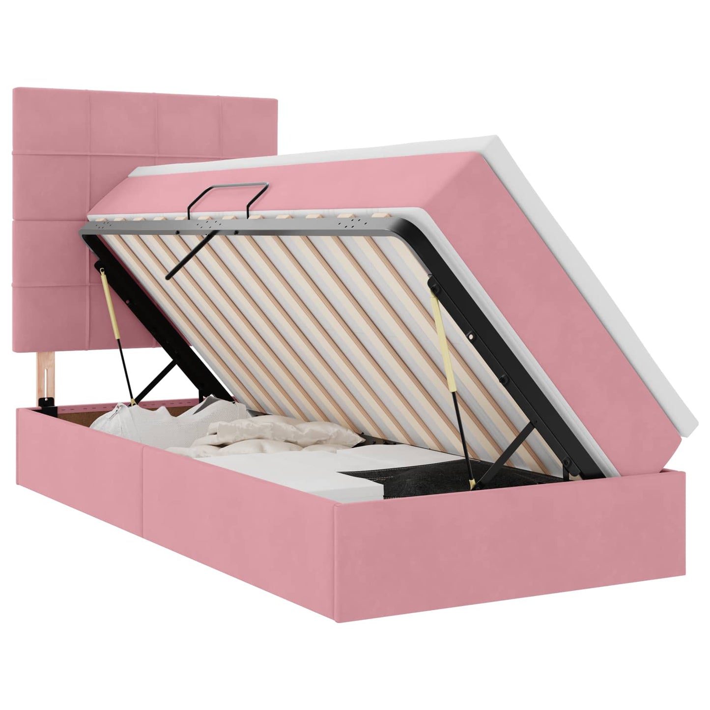 Letto con contenitore LED e materasso Rosa 100 x 200 cm Velluto | homemem39