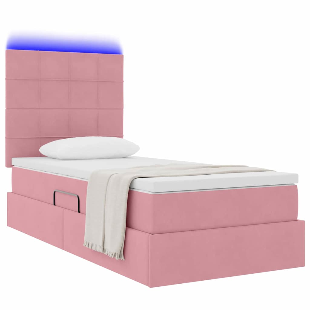 Letto con contenitore LED e materasso Rosa 100 x 200 cm Velluto | homemem39