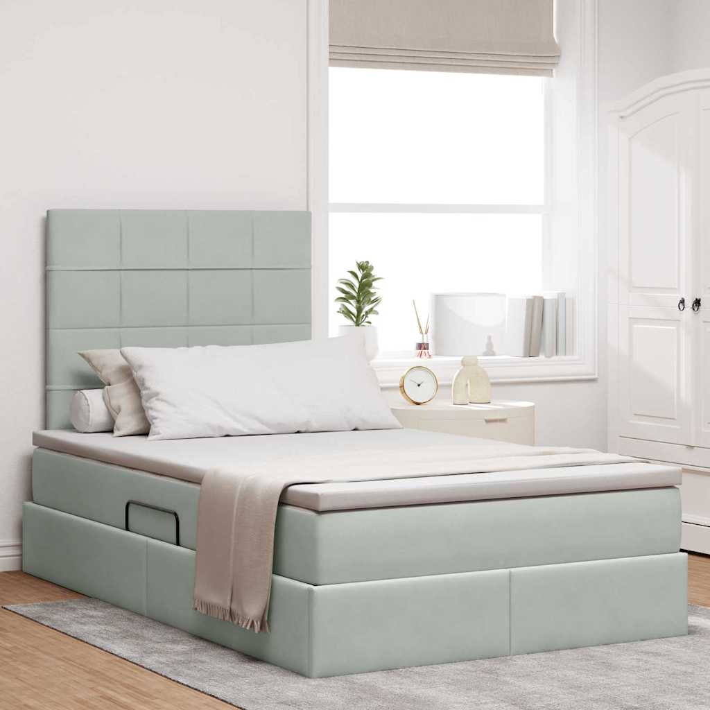 Letto con contenitore LED e materasso Grigio Chiaro | homemem39