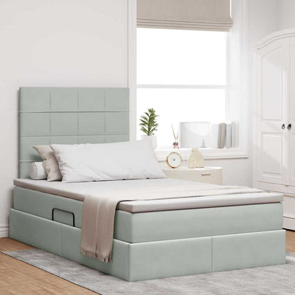 Letto con contenitore LED e materasso Grigio Chiaro | homemem39