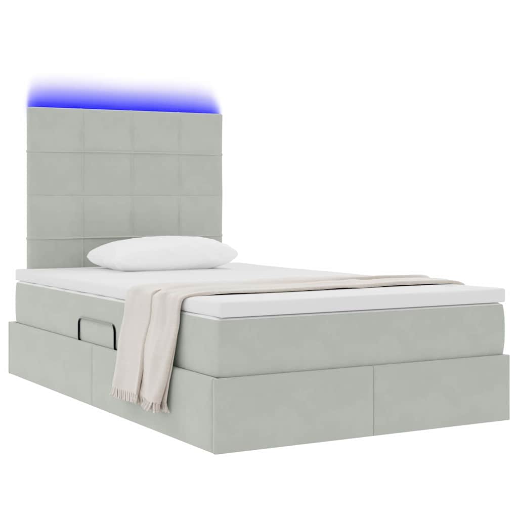 Letto con contenitore LED e materasso Grigio Chiaro | homemem39