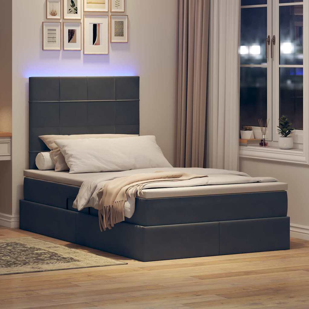 Letto con contenitore LED e materasso Grigio Scuro 120 x 200 cm | homemem39