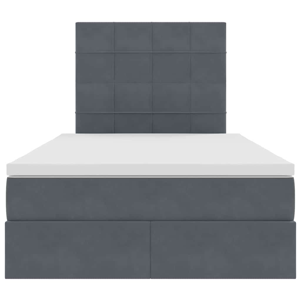 Letto con contenitore e LED Grigio scuro 120 x 200 cm Velluto