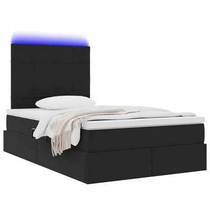 Letto con contenitore LED e materasso Nero 120 x 200 cm Velluto | homemem39