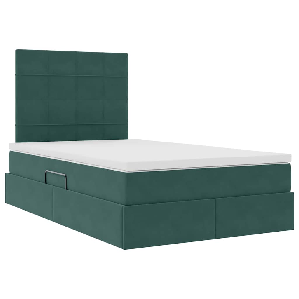 Letto con contenitore e LED Verde Scuro 120 x 200 cm Velluto