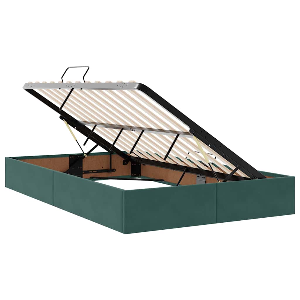 Letto con contenitore e LED Verde Scuro 120 x 200 cm Velluto