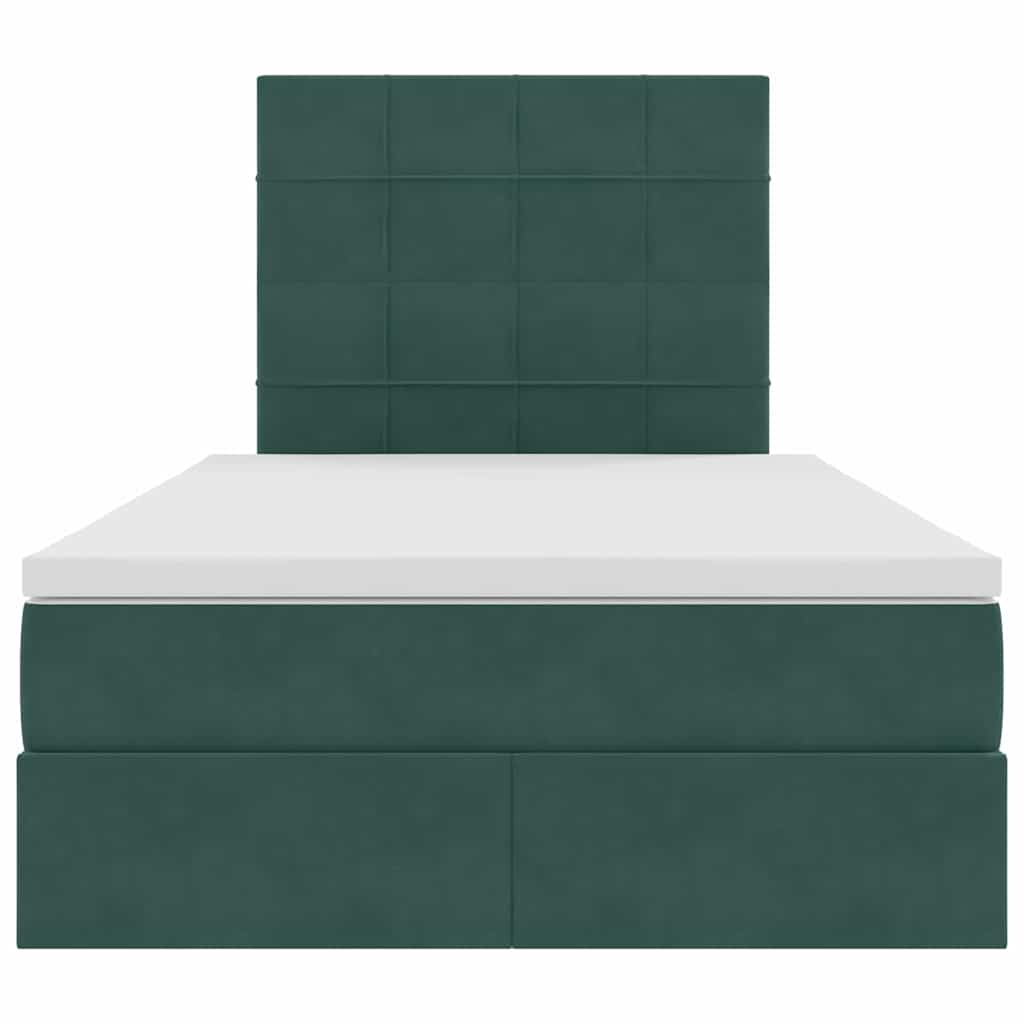 Letto con contenitore e LED Verde Scuro 120 x 200 cm Velluto