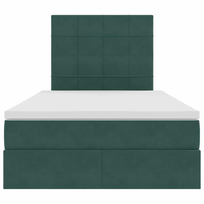 Letto con contenitore e LED Verde Scuro 120 x 200 cm Velluto