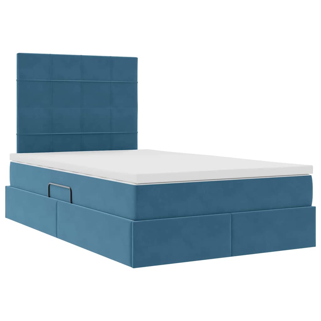 Letto con contenitore e LED Blu Scuro 120 x 200 cm Velluto