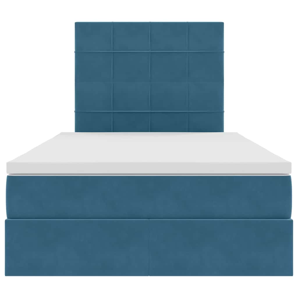 Letto con contenitore e LED Blu Scuro 120 x 200 cm Velluto