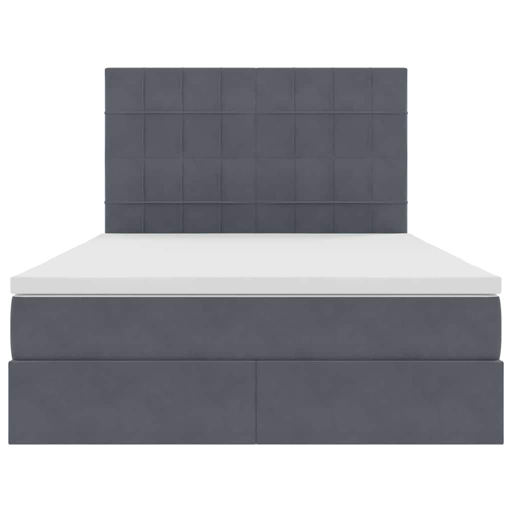 Letto con contenitore e LED Grigio scuro 140 x 190 cm Velluto