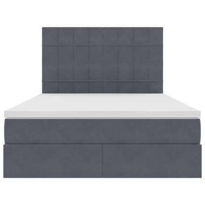 Letto con contenitore e LED Grigio scuro 140 x 190 cm Velluto