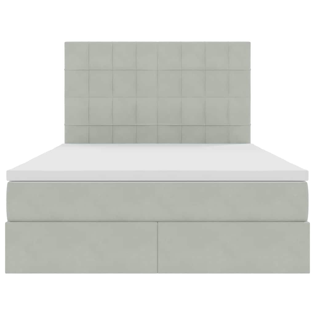 Letto con contenitore e LED Grigio chiaro 140 x 200 cm Velluto