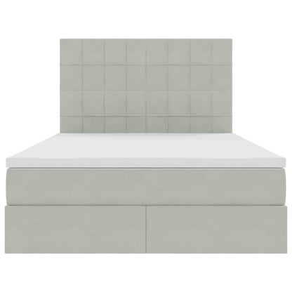 Letto con contenitore e LED Grigio chiaro 140 x 200 cm Velluto