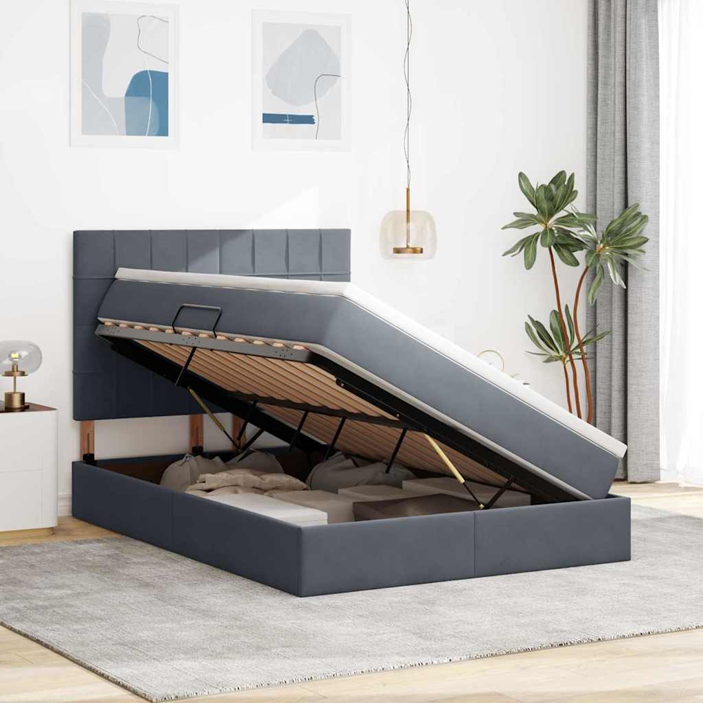 Letto con contenitore LED e materasso Grigio Scuro 140 x 200 cm | homemem39