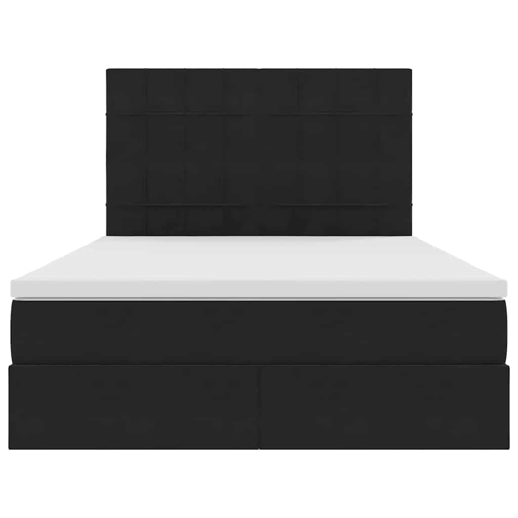 Letto con contenitore e LED Nero 140 x 200 cm Velluto