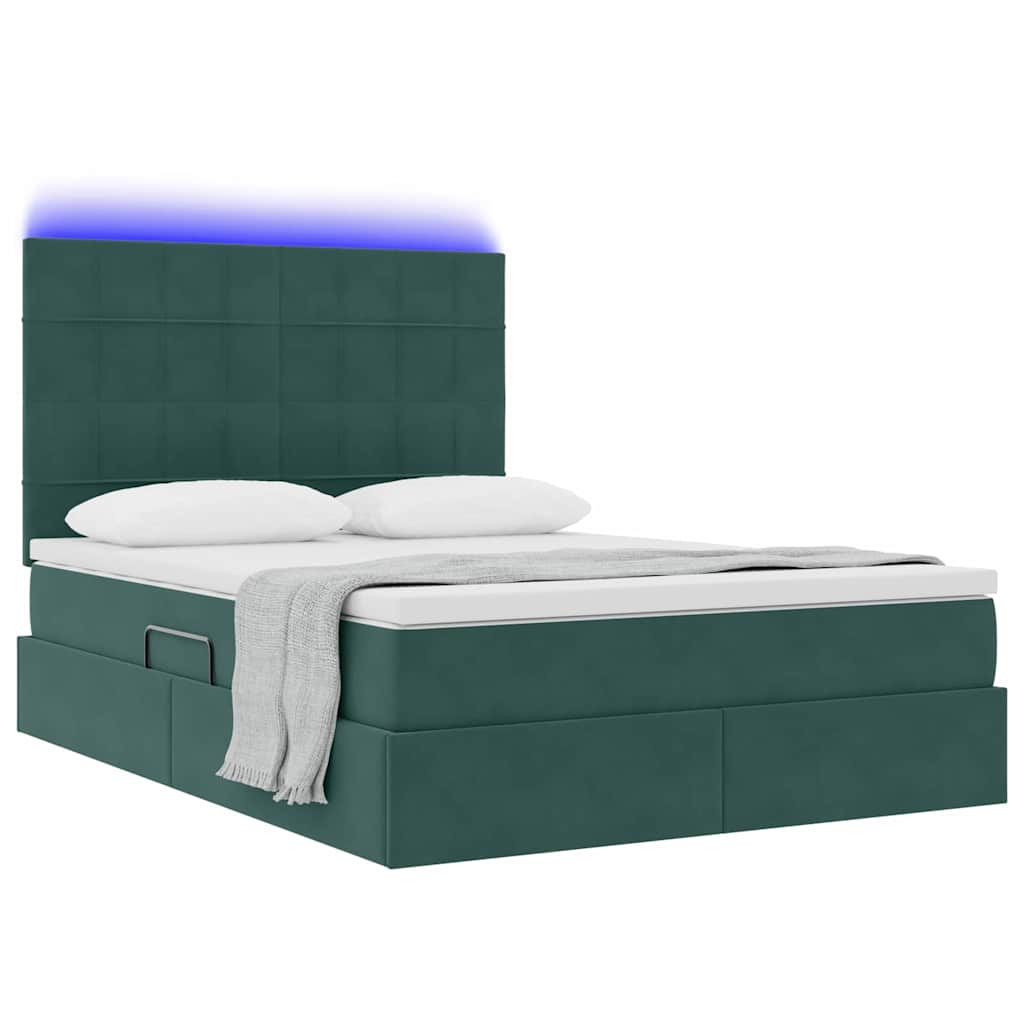 Letto con contenitore LED e materasso Verde Scuro 140 x 200 cm | homemem39
