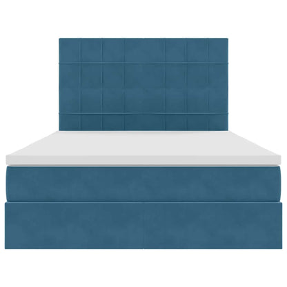 Letto con contenitore e LED Blu Scuro 140 x 200 cm Velluto