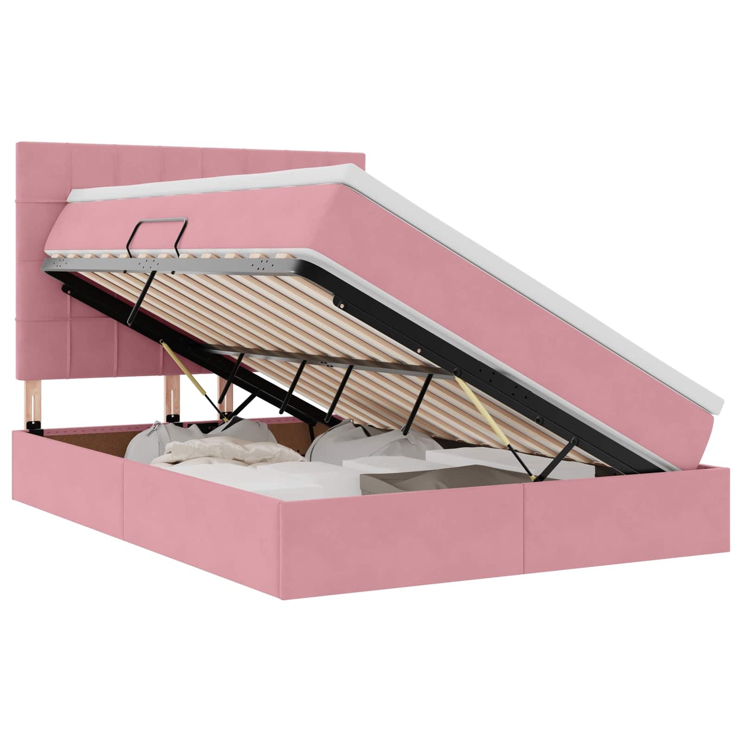 Letto con contenitore LED e materasso Rosa 140 x 200 cm Velluto | homemem39