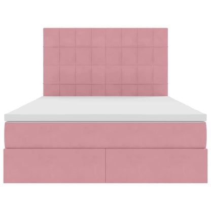 Letto con contenitore LED e materasso Rosa 140 x 200 cm Velluto | homemem39