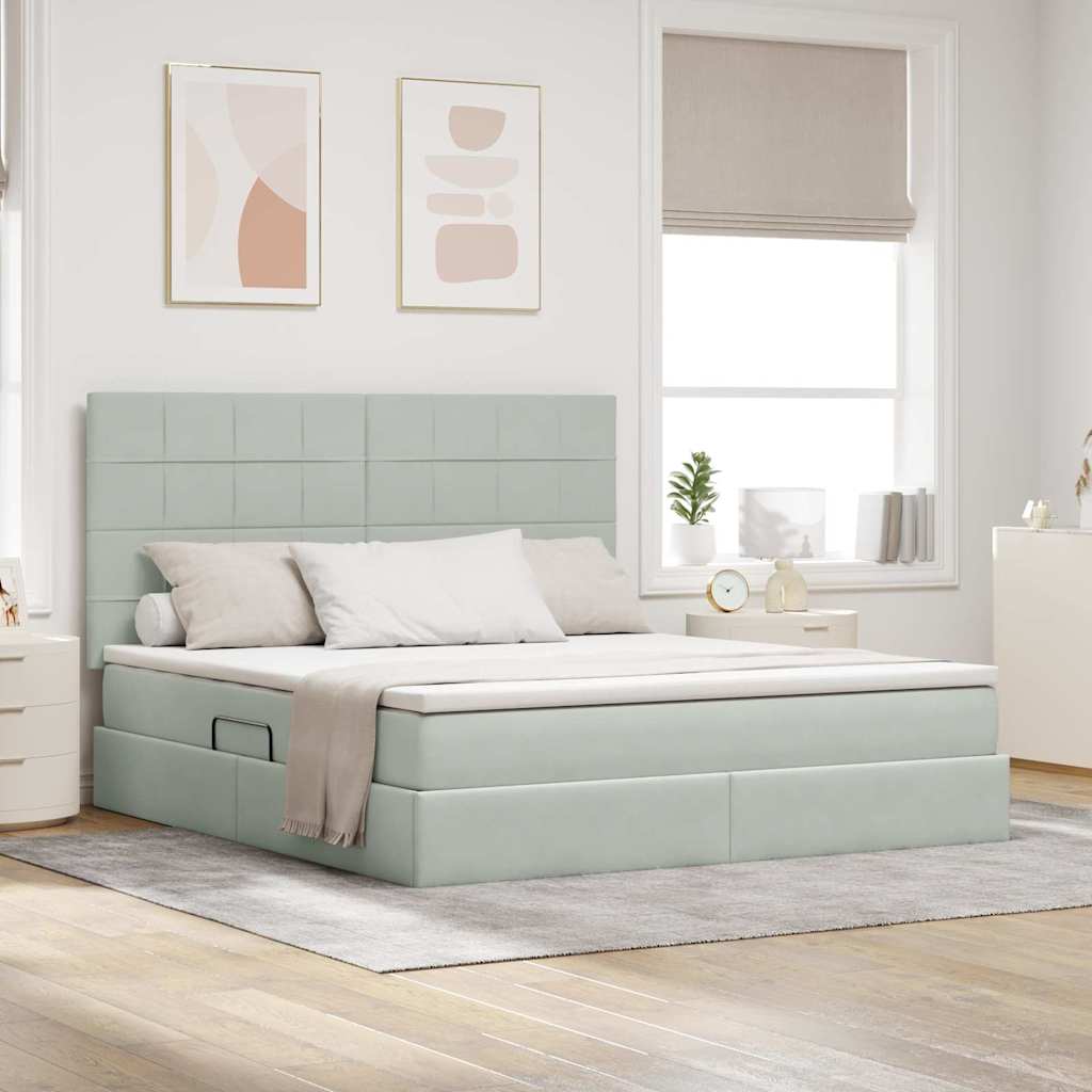 Letto con contenitore LED e materasso Grigio Chiaro | homemem39