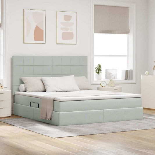 Letto con contenitore LED e materasso Grigio Chiaro | homemem39