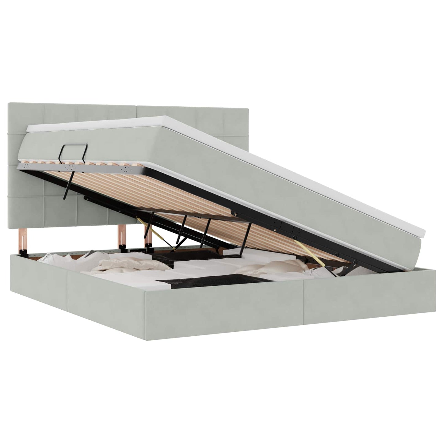 Letto con contenitore LED e materasso Grigio Chiaro | homemem39