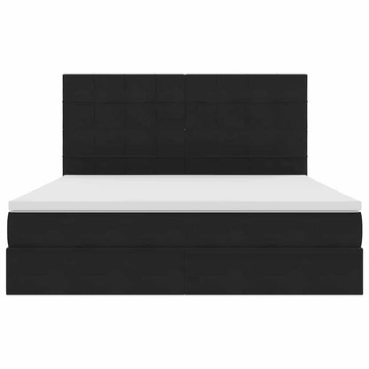 Letto con contenitore LED e materasso Nero 160 x 200 cm Velluto | homemem39