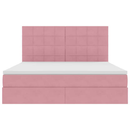 Letto con contenitore LED e materasso Rosa 160 x 200 cm Velluto | homemem39